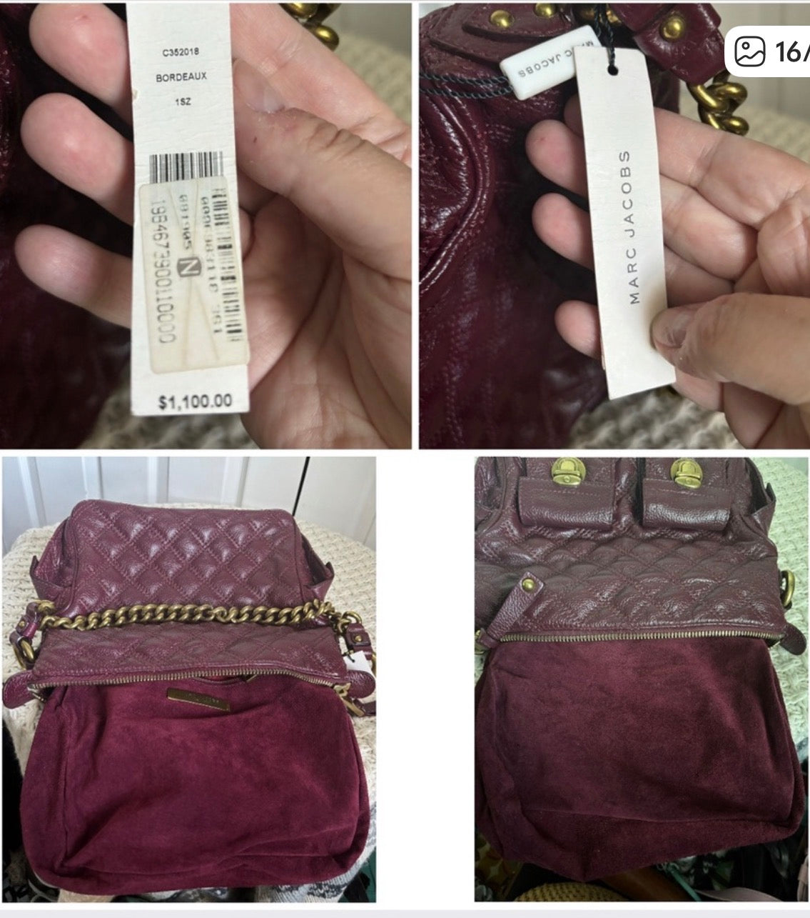 EUC with Tags Marc Jacobs Lux Quilted Satchel
