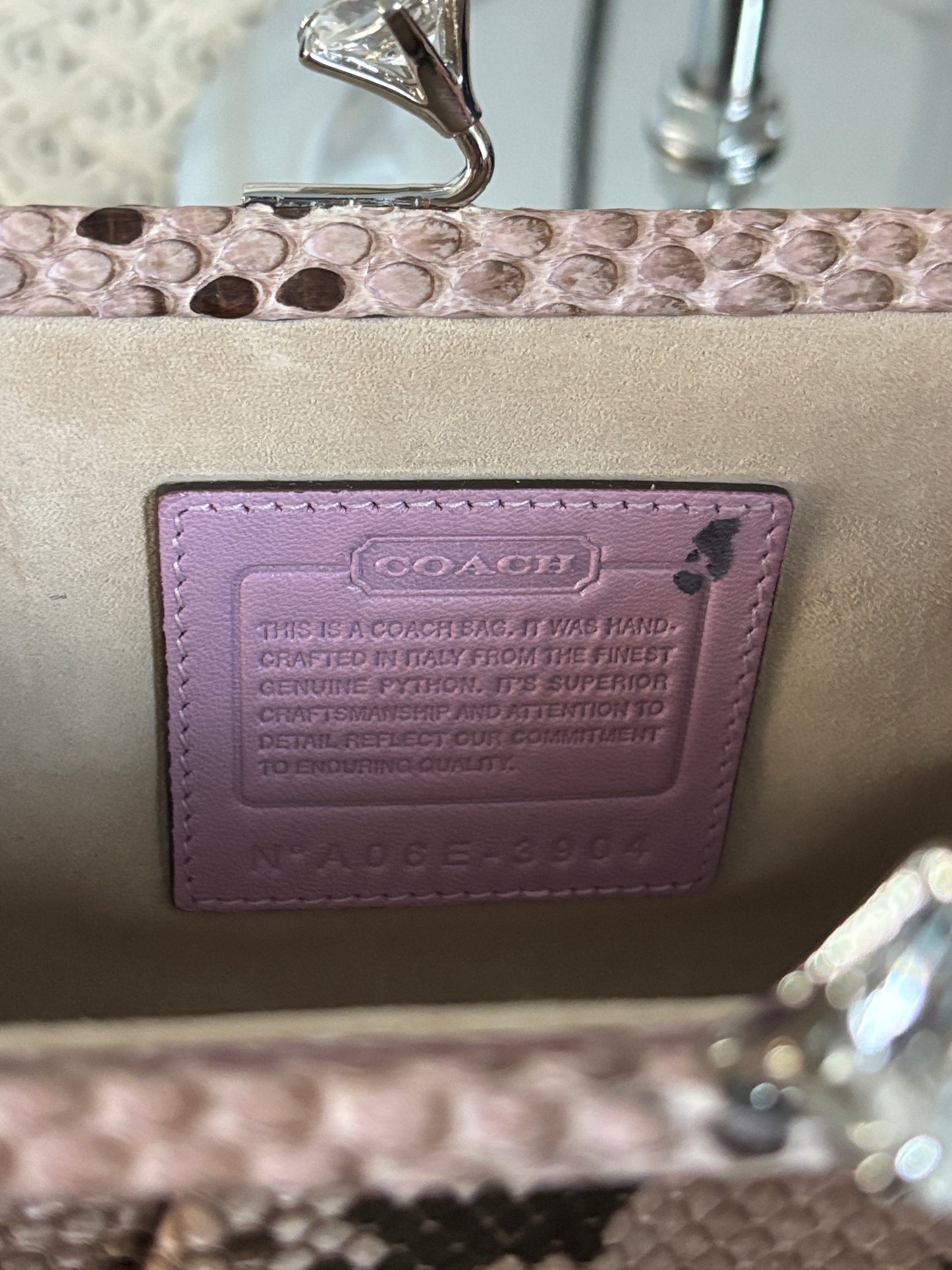 Very Rare Vintage Coach Sample Python Clutch, Made in Italy