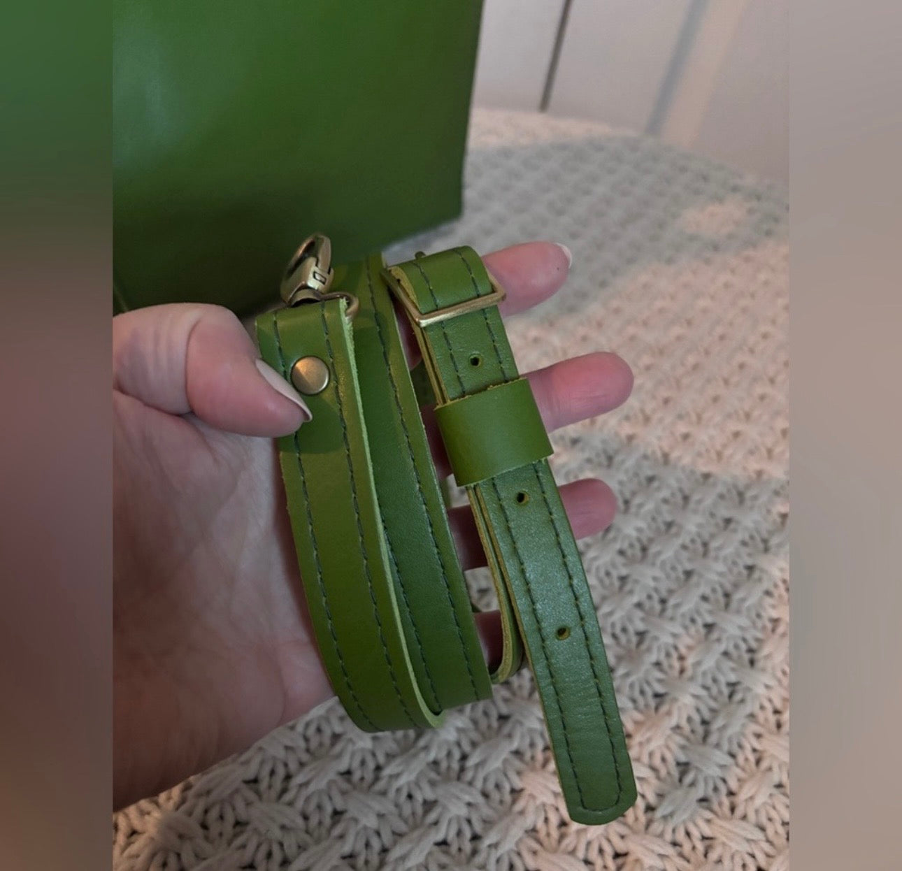 NWOT Portland Leather Mini Tote, Grass Green