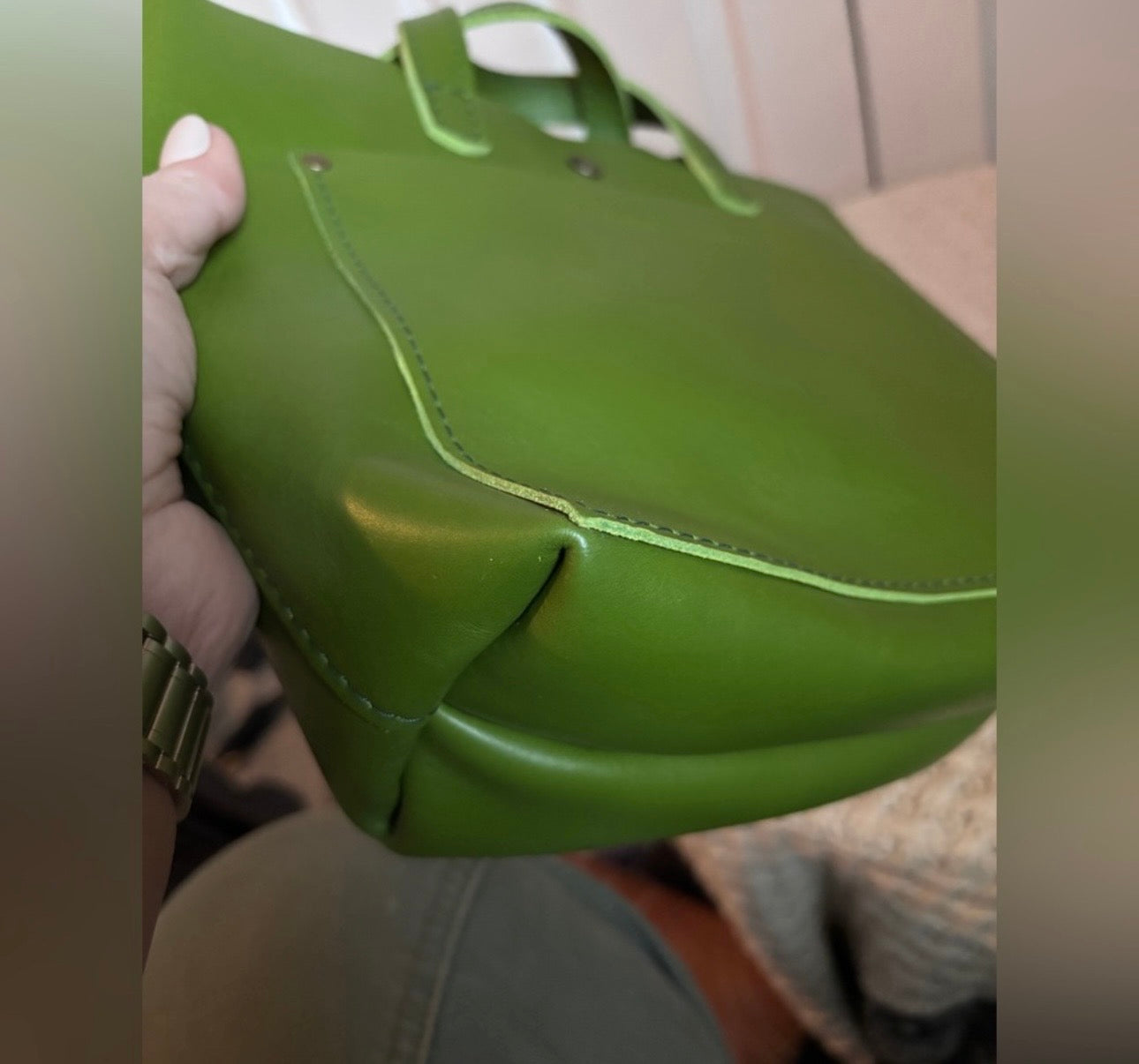 NWOT Portland Leather Mini Tote, Grass Green