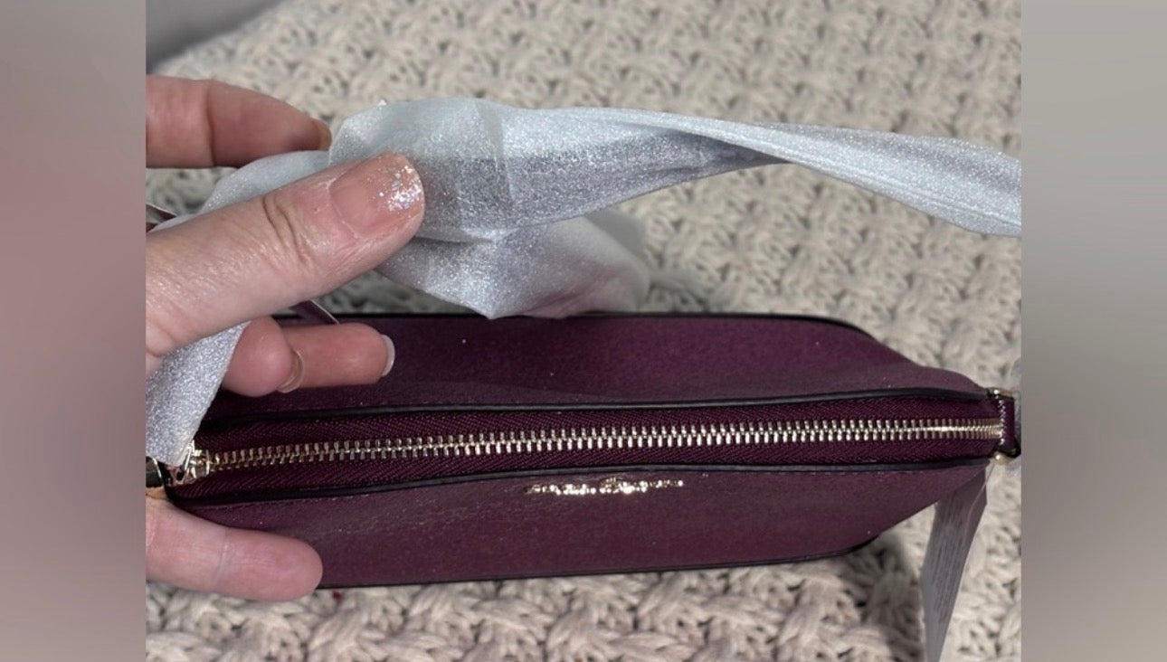 NWT Kate Spade Small Dome Crossbody, Deep Berry Glitter Fabric