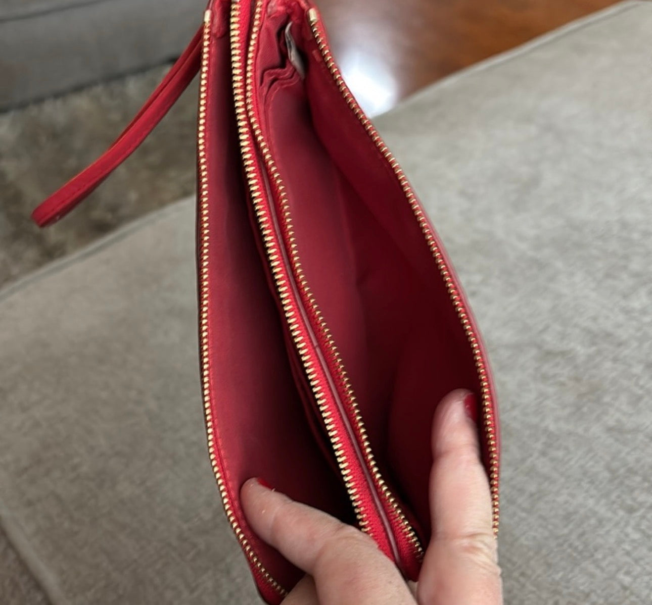 NWOT Coach Double Zip Pebbled Leather Wallet