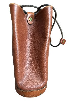 Vintage 1970s Artisan-Made Leather Bucket Bag with Dragon Medallion