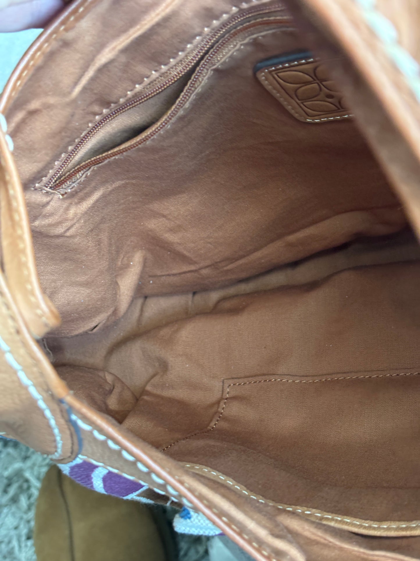 Fossil Canvas Floral Hobo with Leather Trim