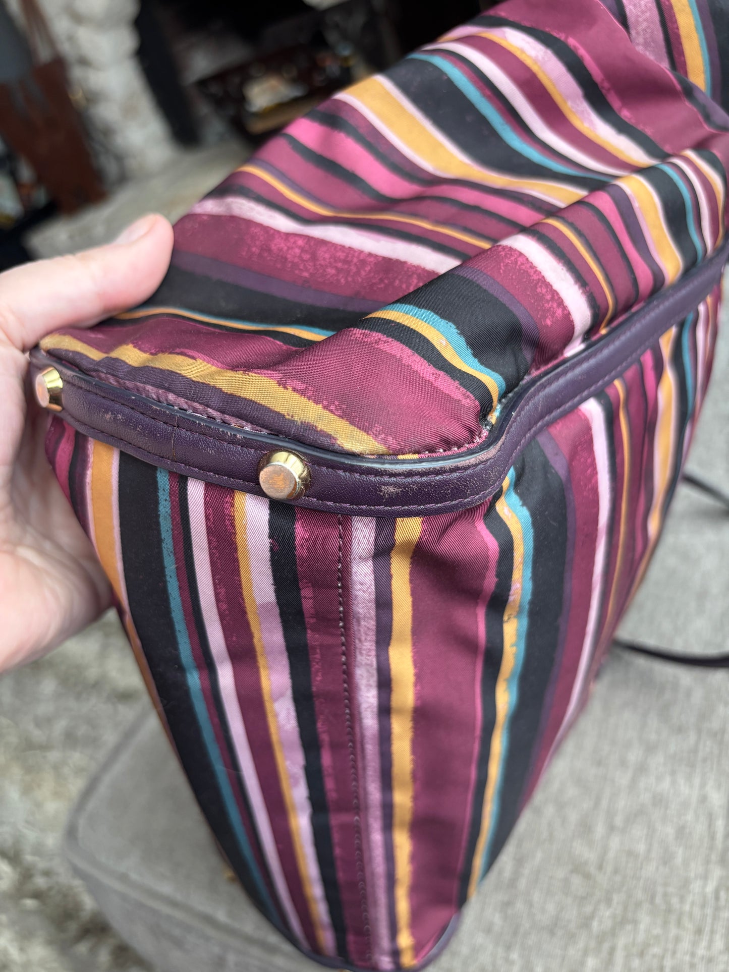 Tumi Large Canvas Bag with Leather Trim