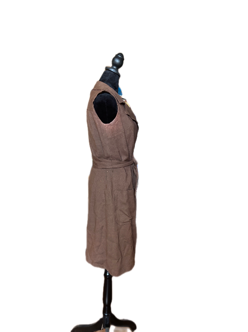 Vintage Unbranded Brown Linen Wrap Dress
