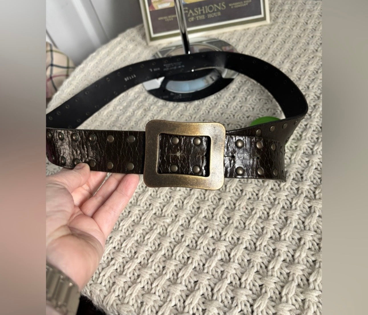 Italian Leather Belt with Stud Details