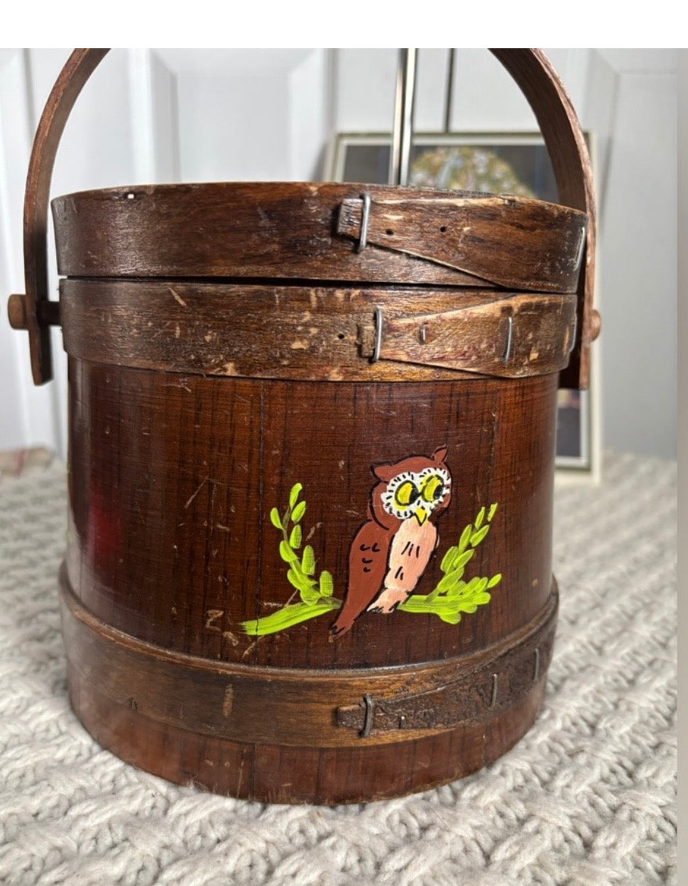 Vintage Wooden Bucket Bag, 1970s
