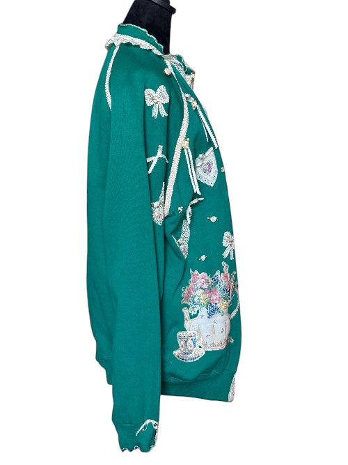 1980’s Puff Paint and Pearls Extravaganza Altered Sweatshirt