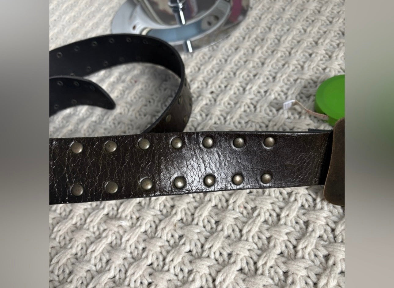 Italian Leather Belt with Stud Details