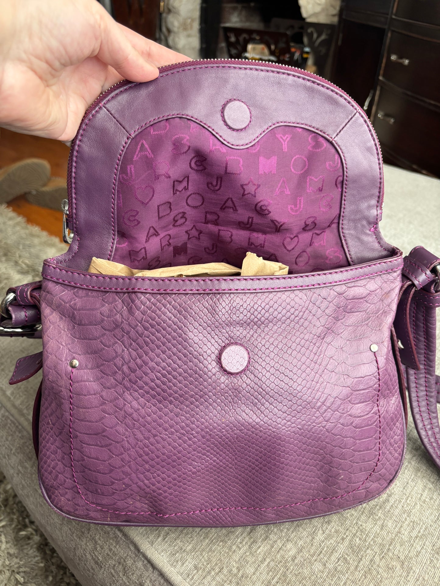Marc by Marc Jacobs Purple Embossed Leather Bag