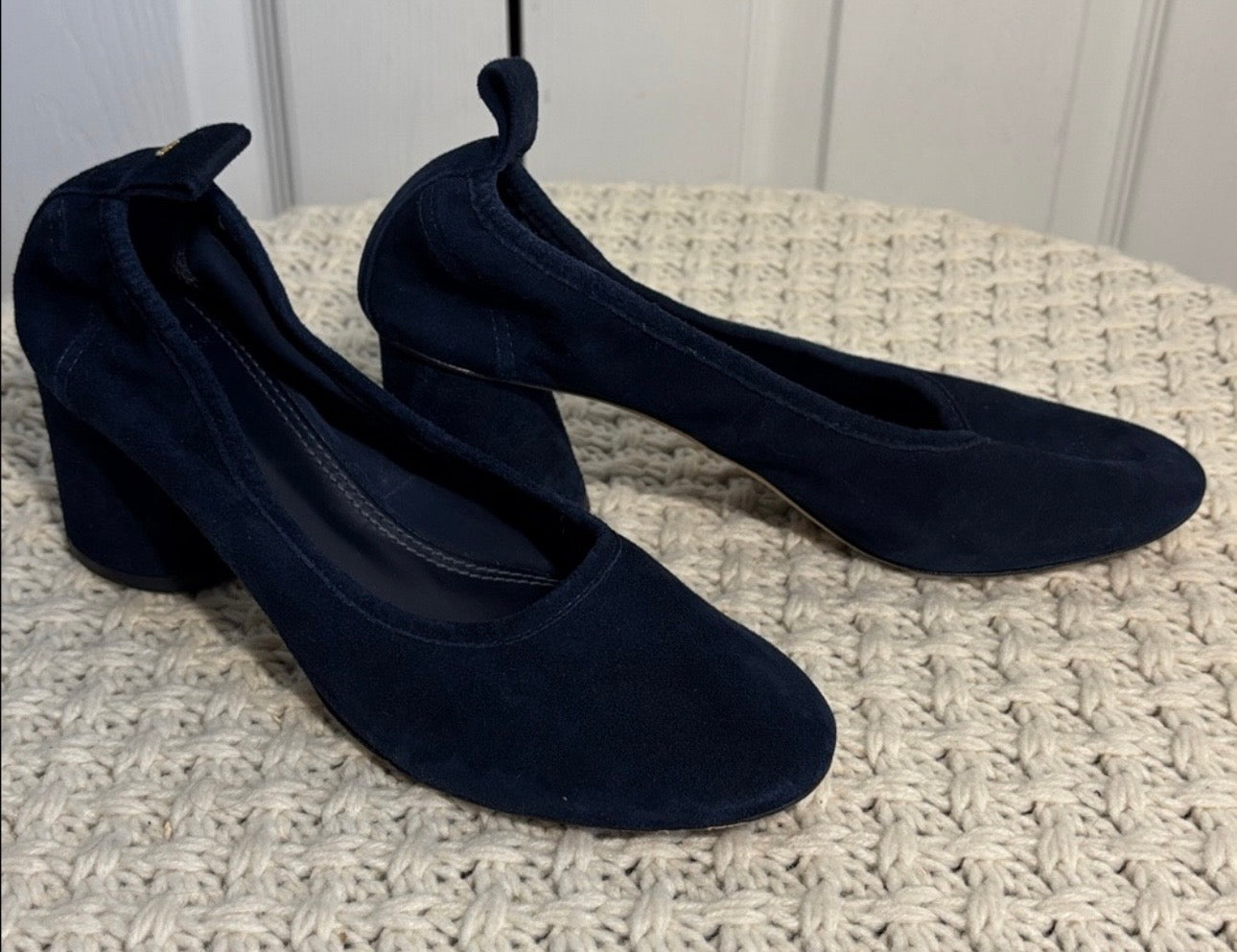 EUC Tory Burch Blue Suede Block Heels