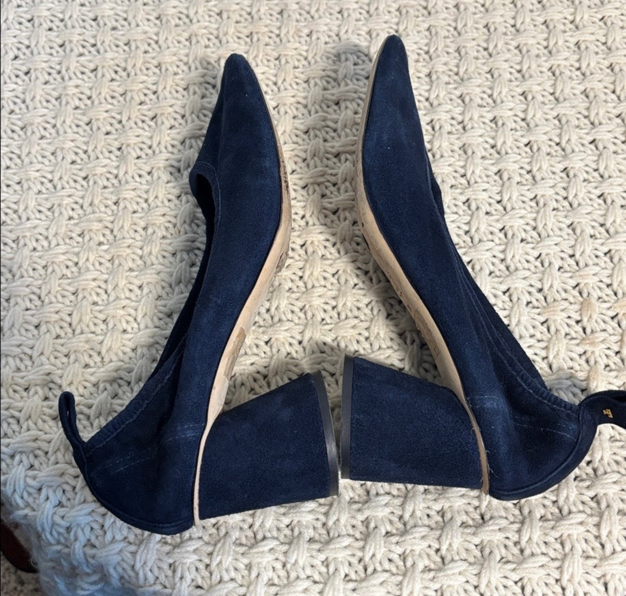 EUC Tory Burch Blue Suede Block Heels