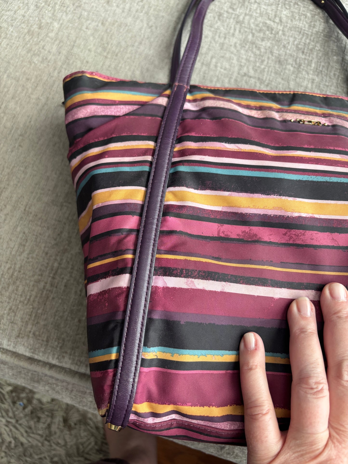 Tumi Large Canvas Bag with Leather Trim