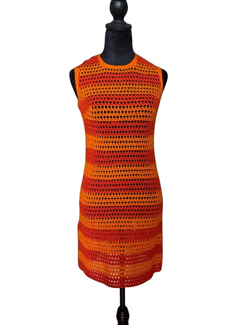 Vintage Toast and Strawberries Crocheted Dress with Matching Earrings