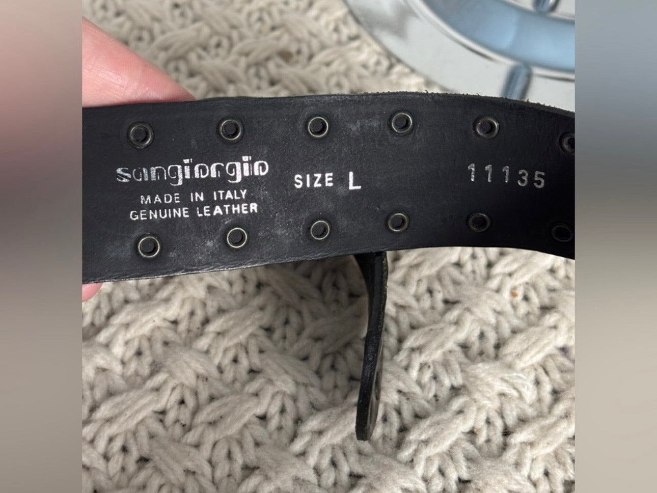 Italian Leather Belt with Stud Details