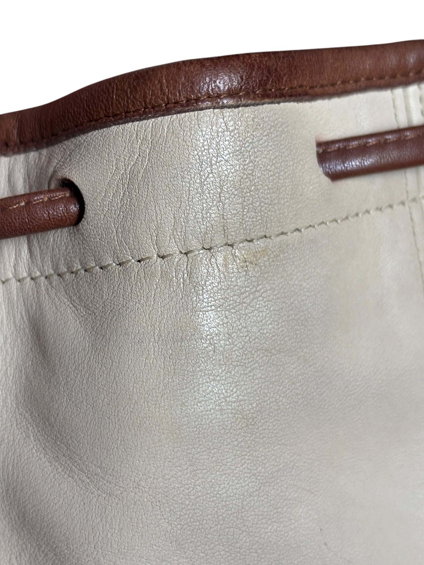 Vintage Coach Pocket Drawstring Spectator, Bone/Cocoa Trim