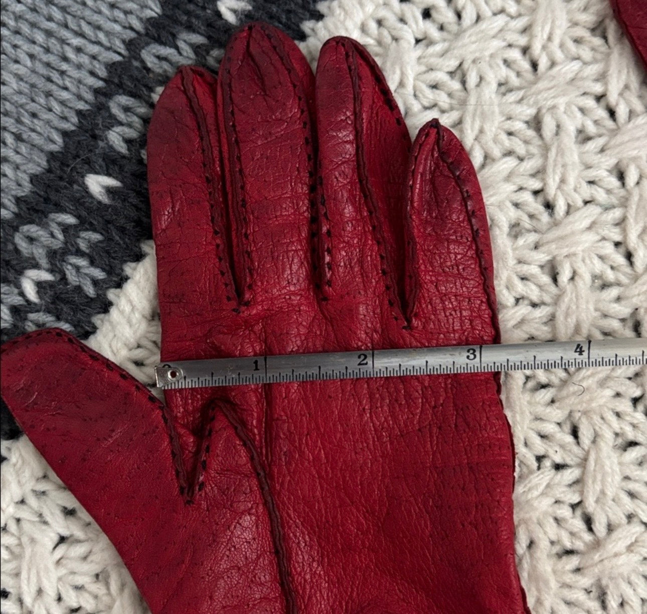 Vintage Von Roalte Red Leather Gloves