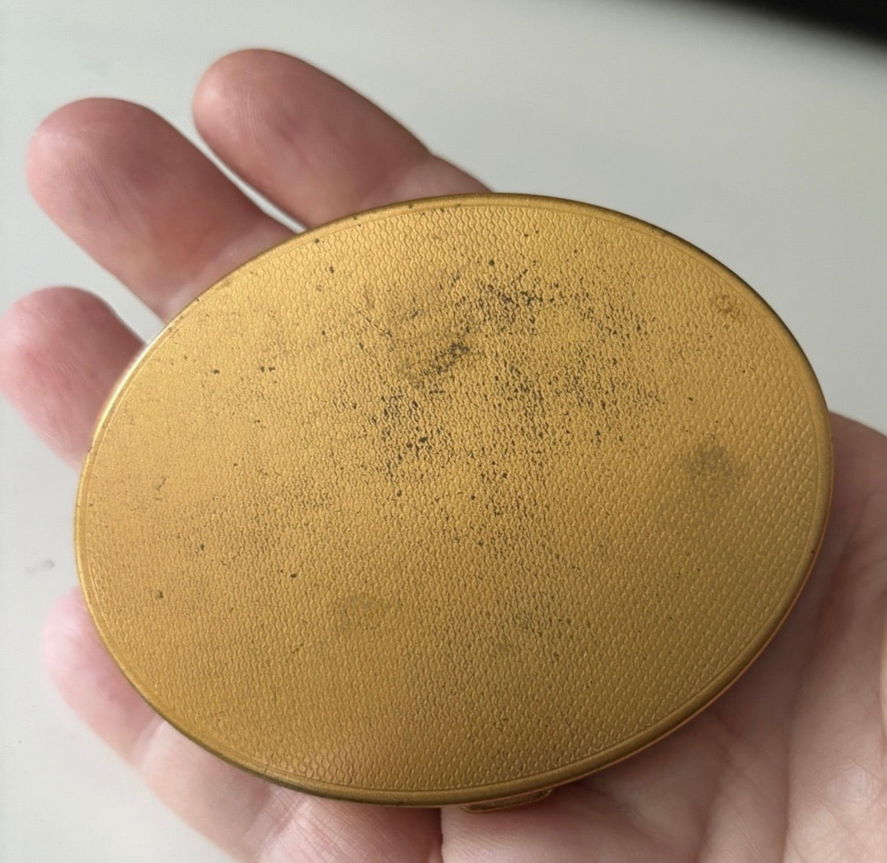 Vintage Gold Tone Jeweled Powder Compact