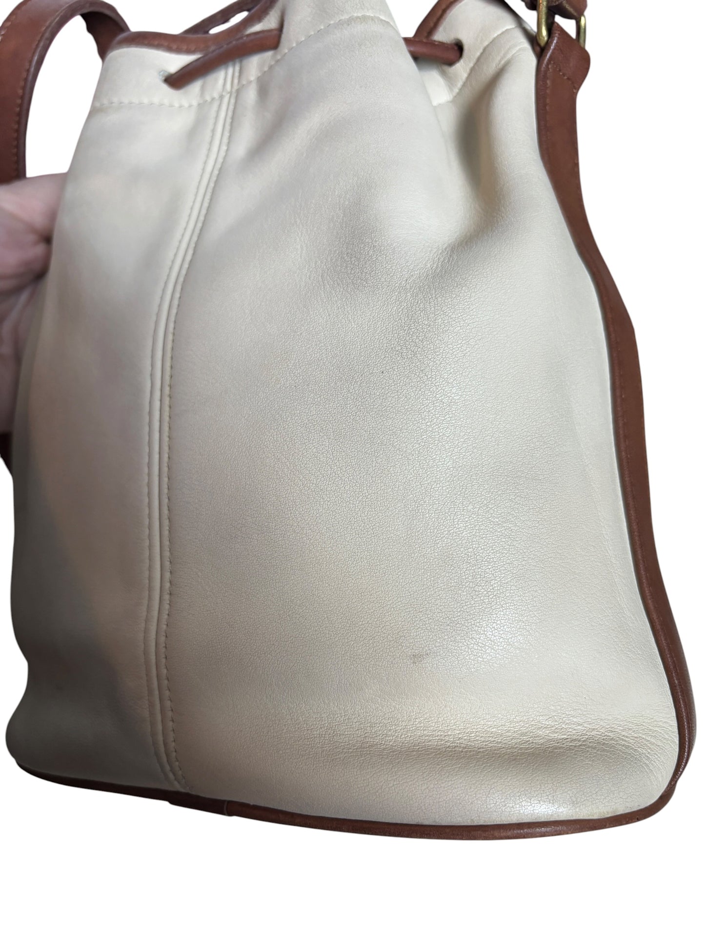 Vintage Coach Pocket Drawstring Spectator, Bone/Cocoa Trim