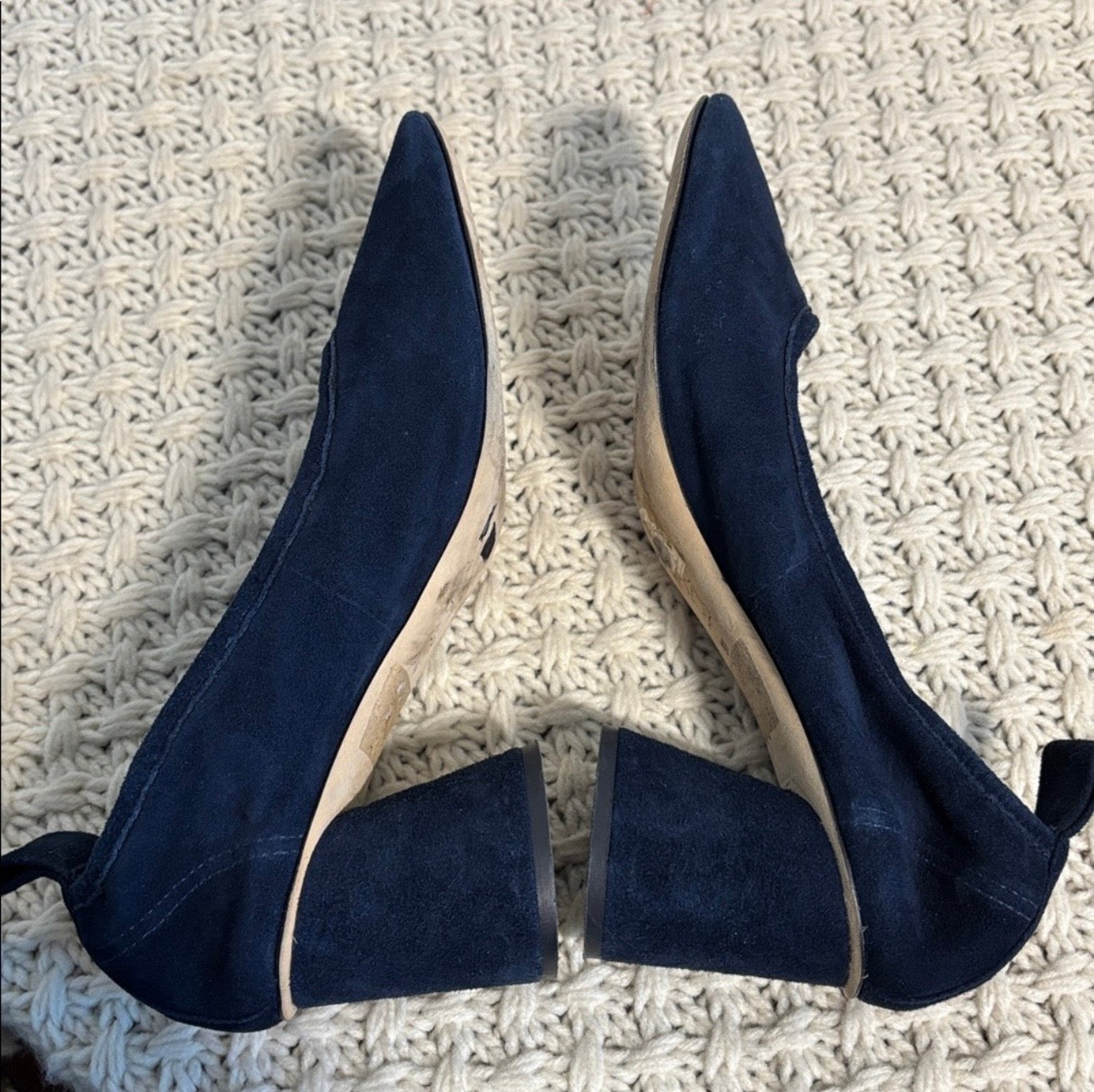 EUC Tory Burch Blue Suede Block Heels