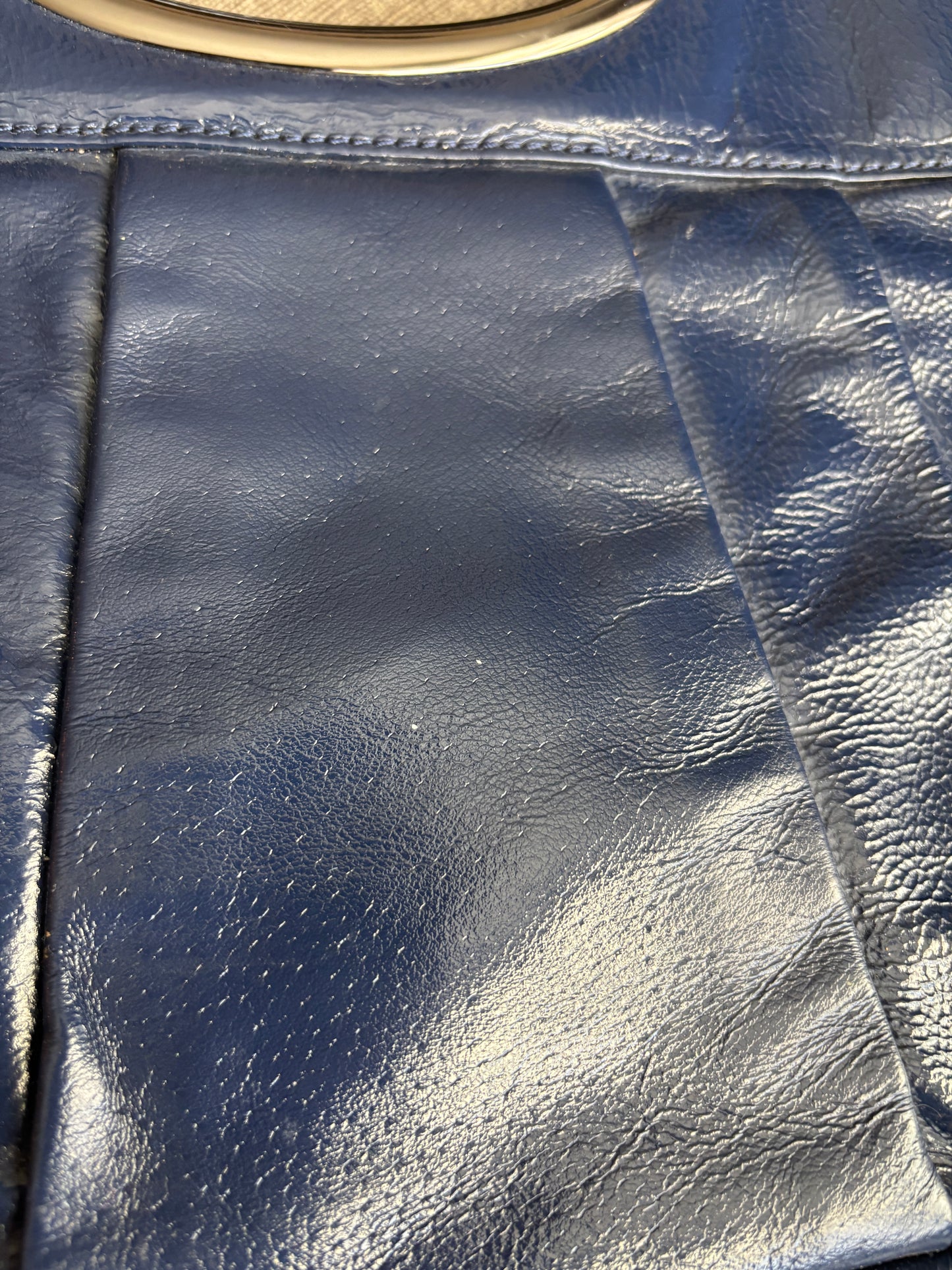 HOBO Navy Patent Leather Clutch with Shoulder Strap