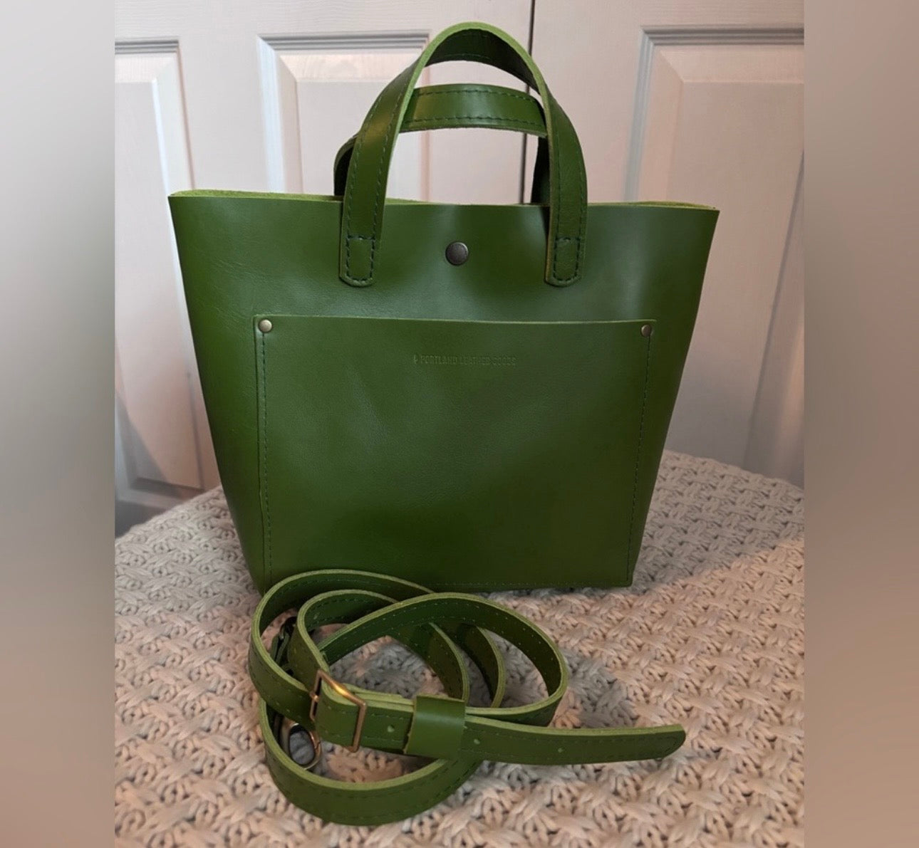 NWOT Portland Leather Mini Tote, Grass Green