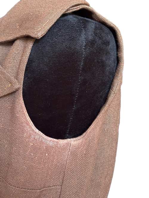 Vintage Unbranded Brown Linen Wrap Dress