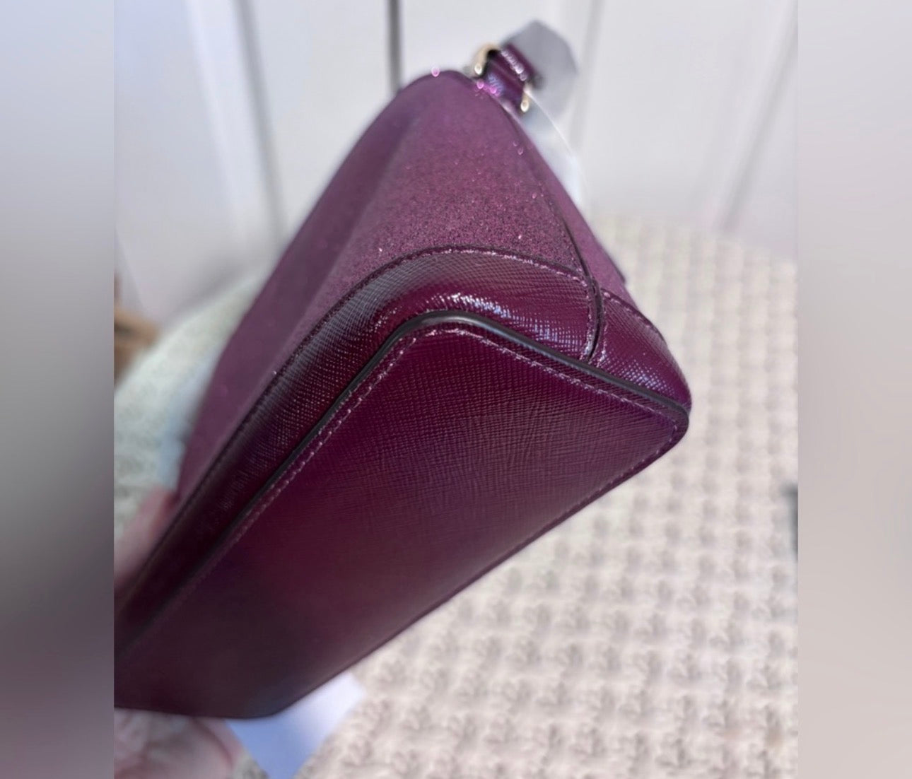 NWT Kate Spade Small Dome Crossbody, Deep Berry Glitter Fabric