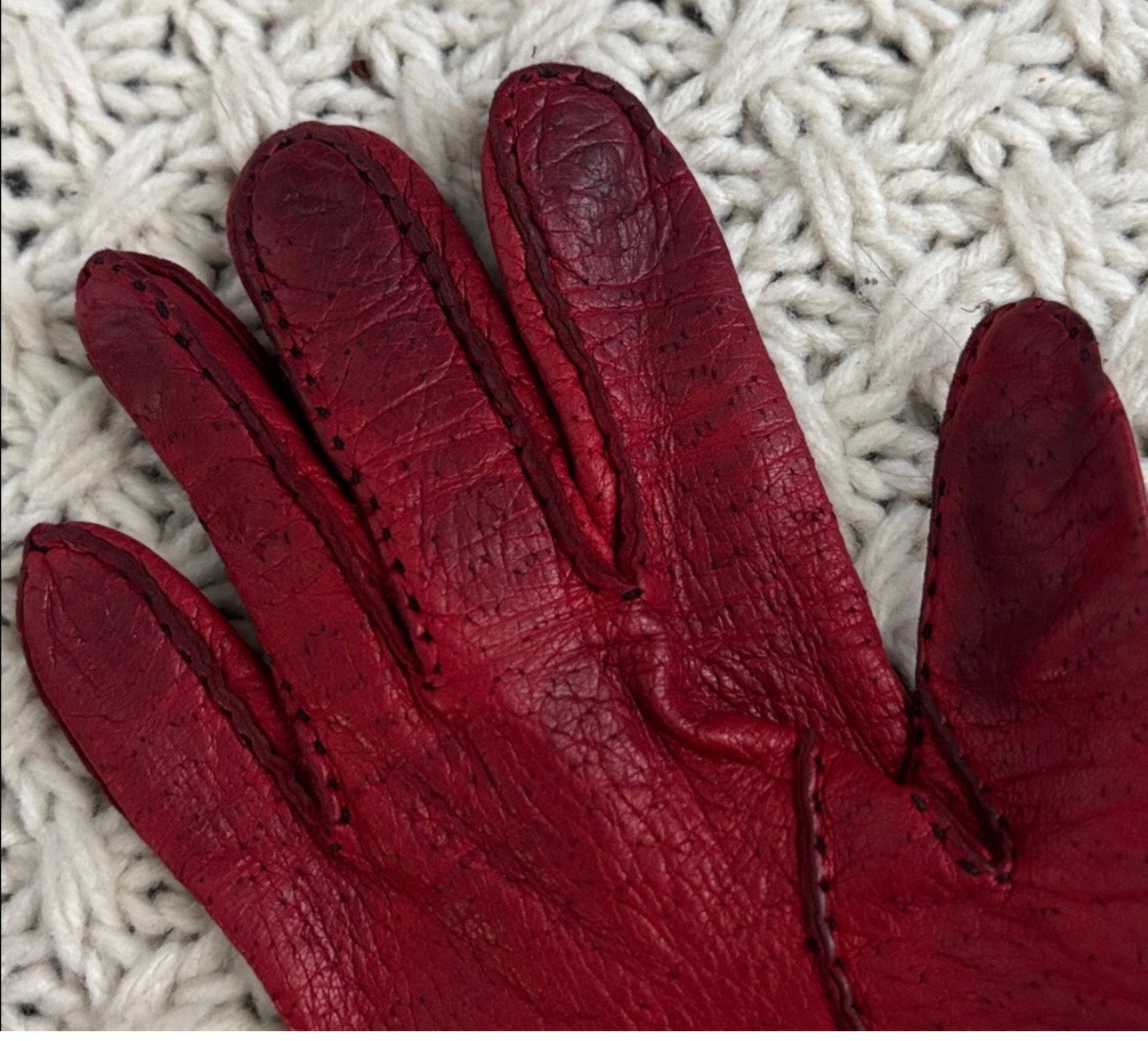 Vintage Von Roalte Red Leather Gloves