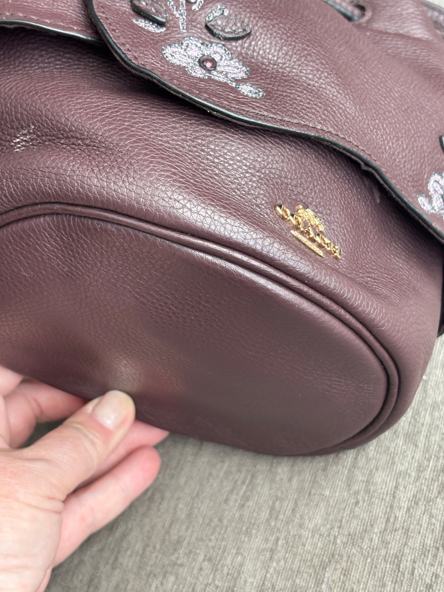Coach Floral Embroidered Petal Bag, Oxblood