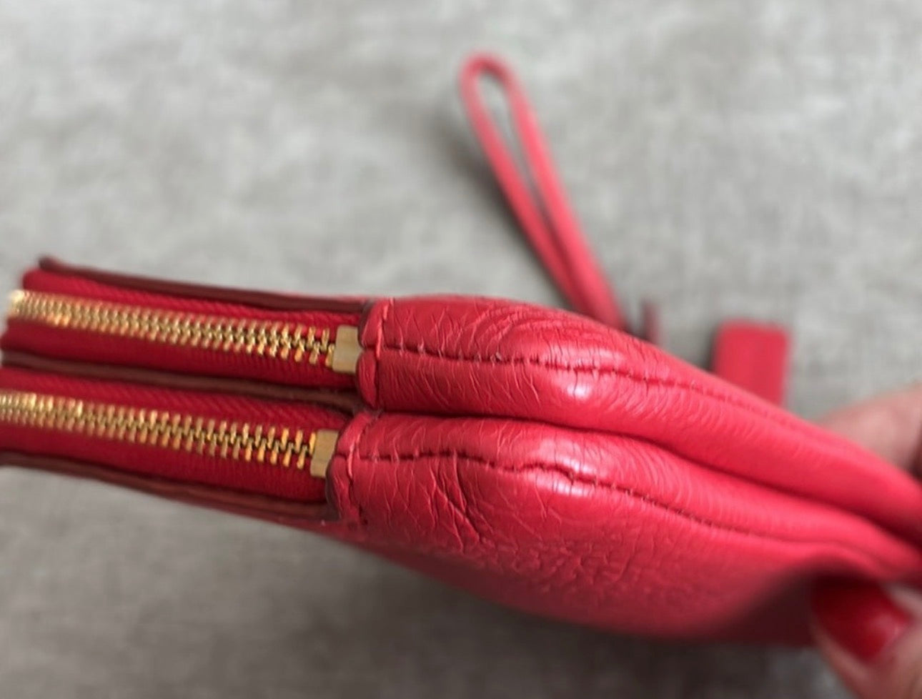 NWOT Coach Double Zip Pebbled Leather Wallet