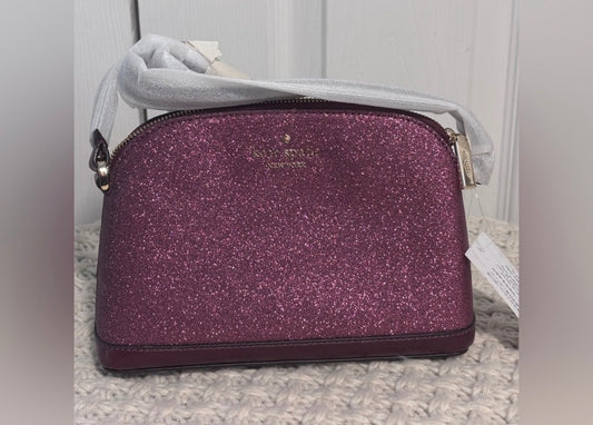 NWT Kate Spade Small Dome Crossbody, Deep Berry Glitter Fabric