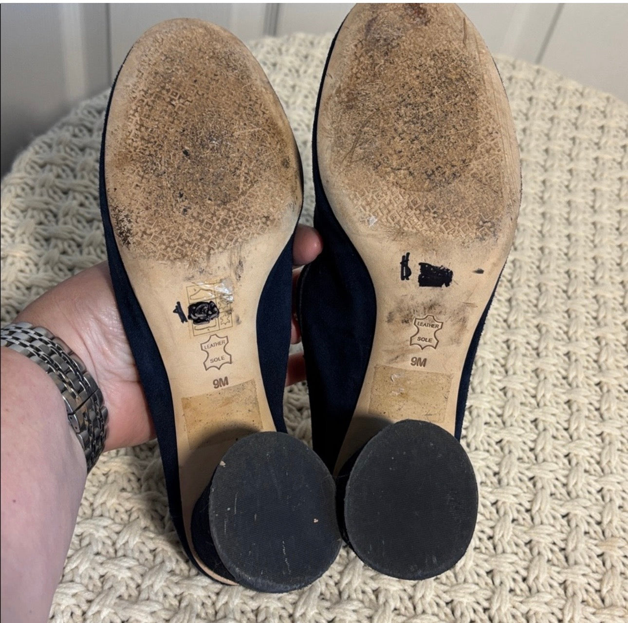 EUC Tory Burch Blue Suede Block Heels
