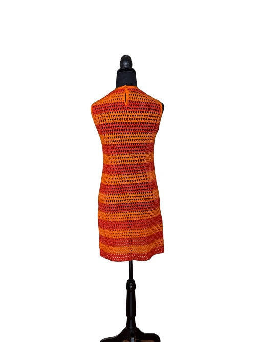 Vintage Toast and Strawberries Crocheted Dress with Matching Earrings