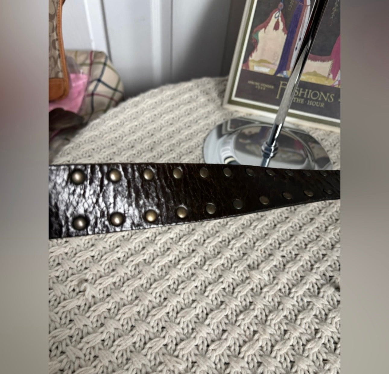 Italian Leather Belt with Stud Details