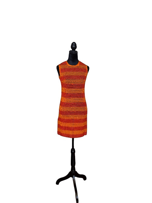 Vintage Toast and Strawberries Crocheted Dress with Matching Earrings