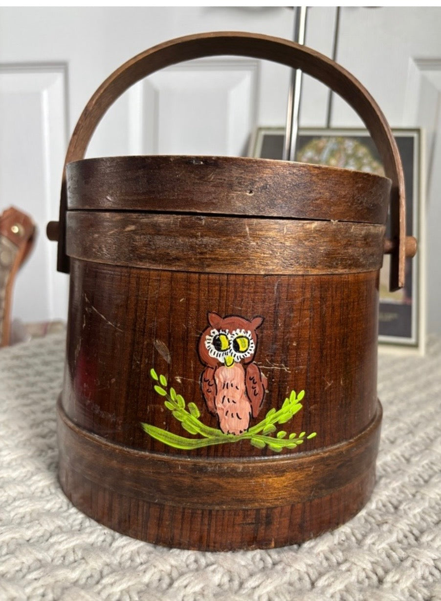 Vintage Wooden Bucket Bag, 1970s