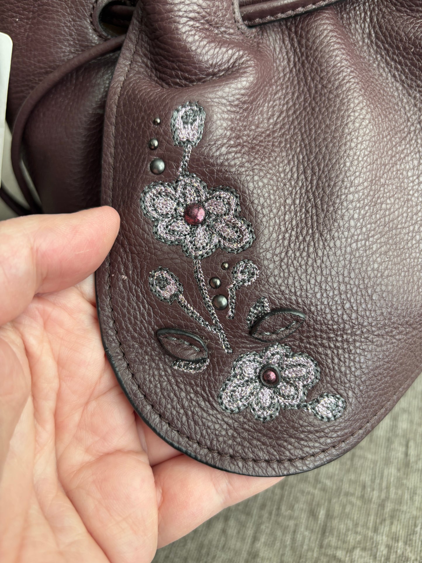 Coach Floral Embroidered Petal Bag, Oxblood