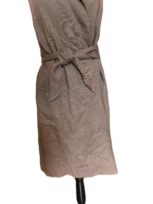 Vintage Unbranded Brown Linen Wrap Dress