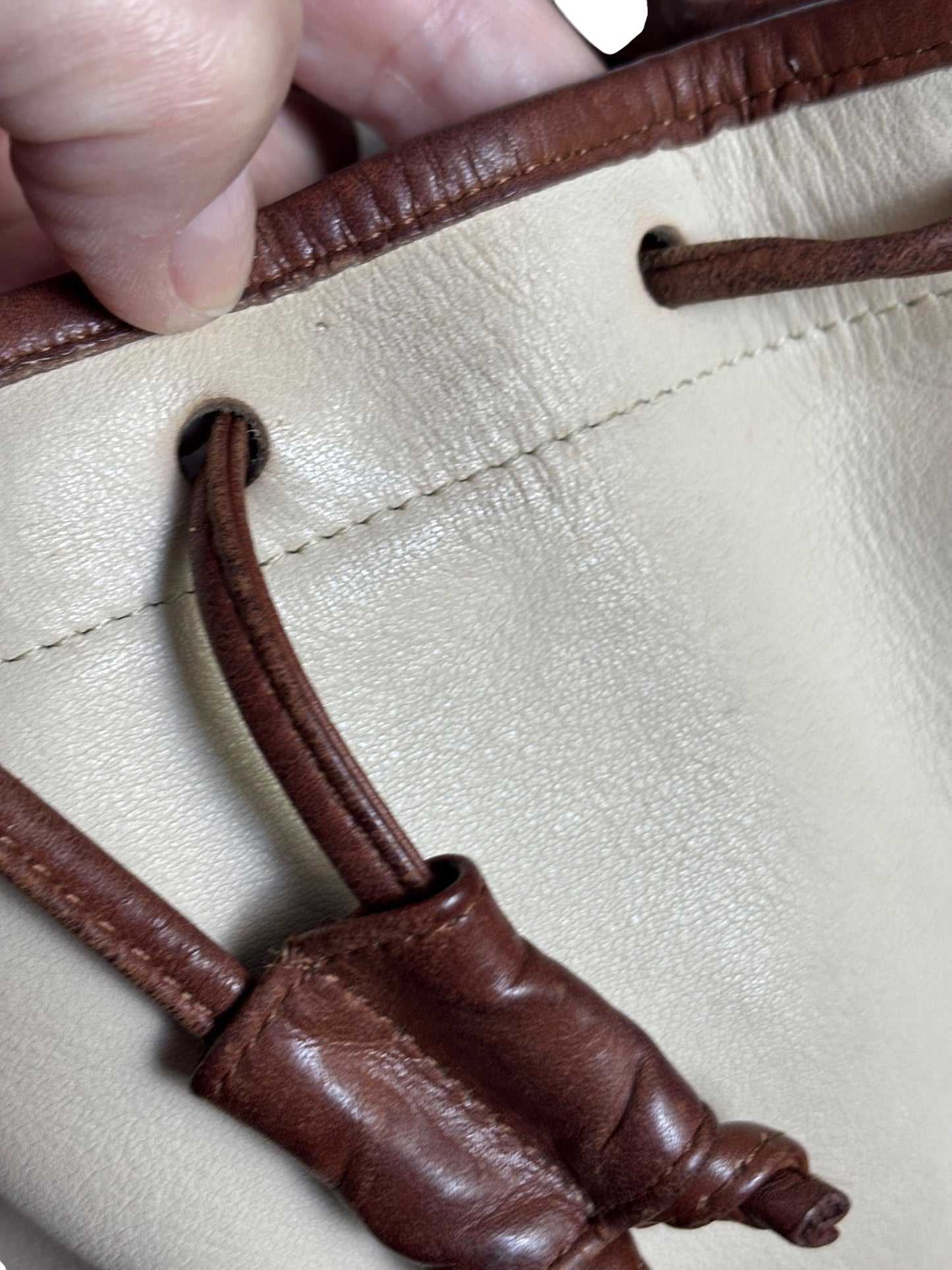 Vintage Coach Pocket Drawstring Spectator, Bone/Cocoa Trim