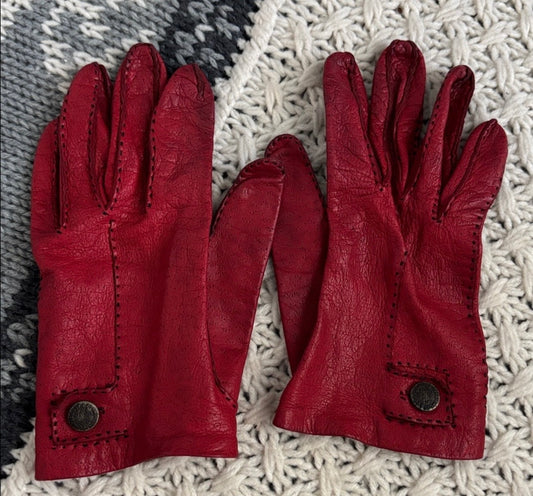 Vintage Von Roalte Red Leather Gloves