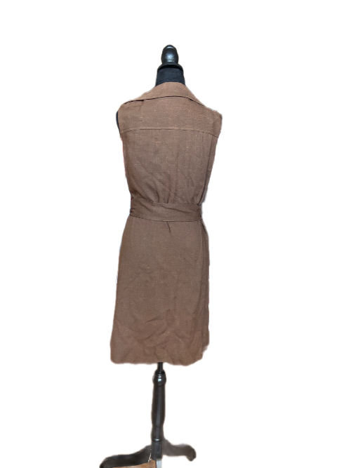 Vintage Unbranded Brown Linen Wrap Dress
