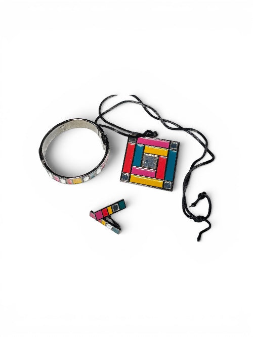 Vintage YSL Mondrian Jewelry Set, Circa 1980’s