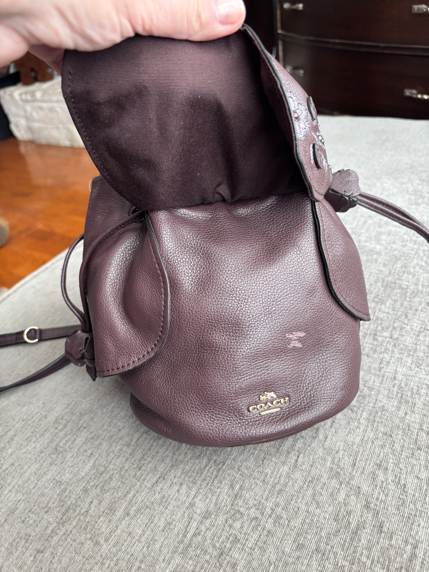 Coach Floral Embroidered Petal Bag, Oxblood