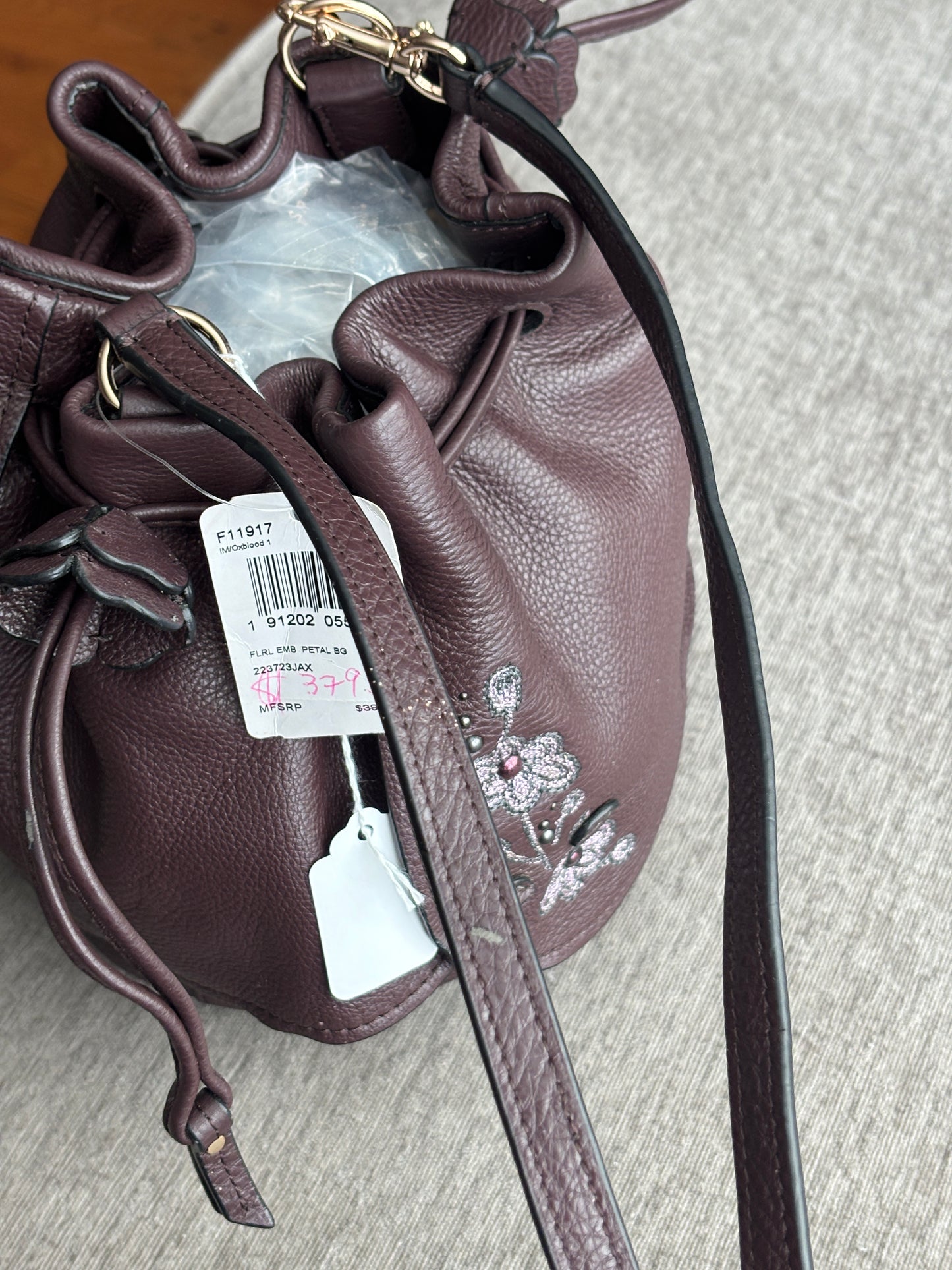 Coach Floral Embroidered Petal Bag, Oxblood
