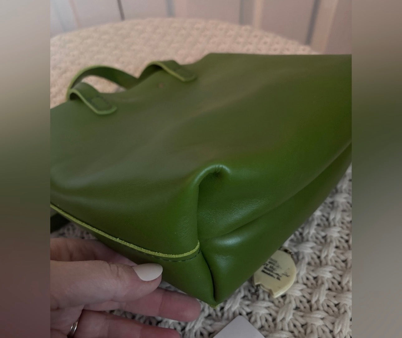 NWOT Portland Leather Mini Tote, Grass Green