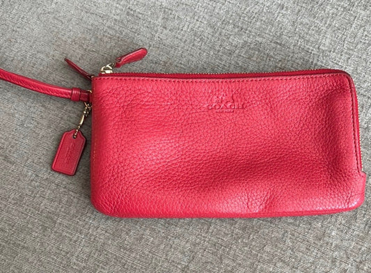 NWOT Coach Double Zip Pebbled Leather Wallet