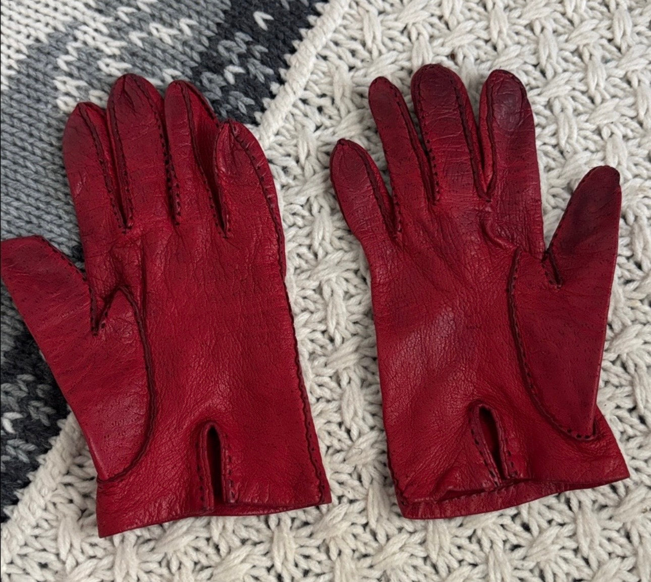 Vintage Von Roalte Red Leather Gloves