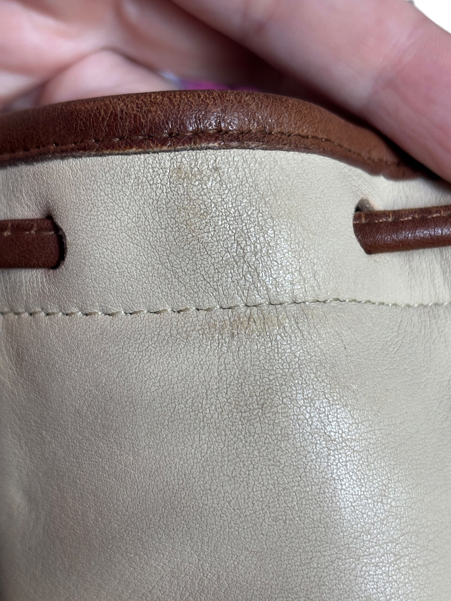Vintage Coach Pocket Drawstring Spectator, Bone/Cocoa Trim